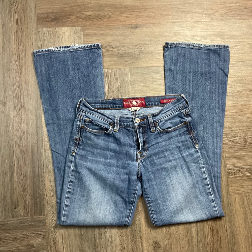 VTG Y2K Lucky Brand‎ Sofia Boot Bootcut Denim Jeans Womens 2/26 Medium Wash Blue